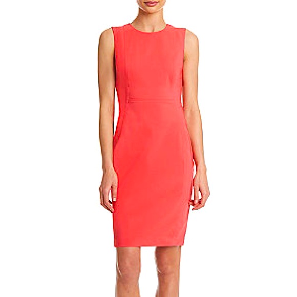 Coral Calvin Klein Compression Sheath Dress Womens Size 10